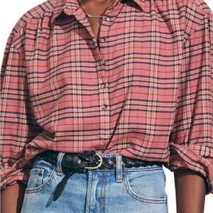 Faherty Pink Plaid Button Down Shirt